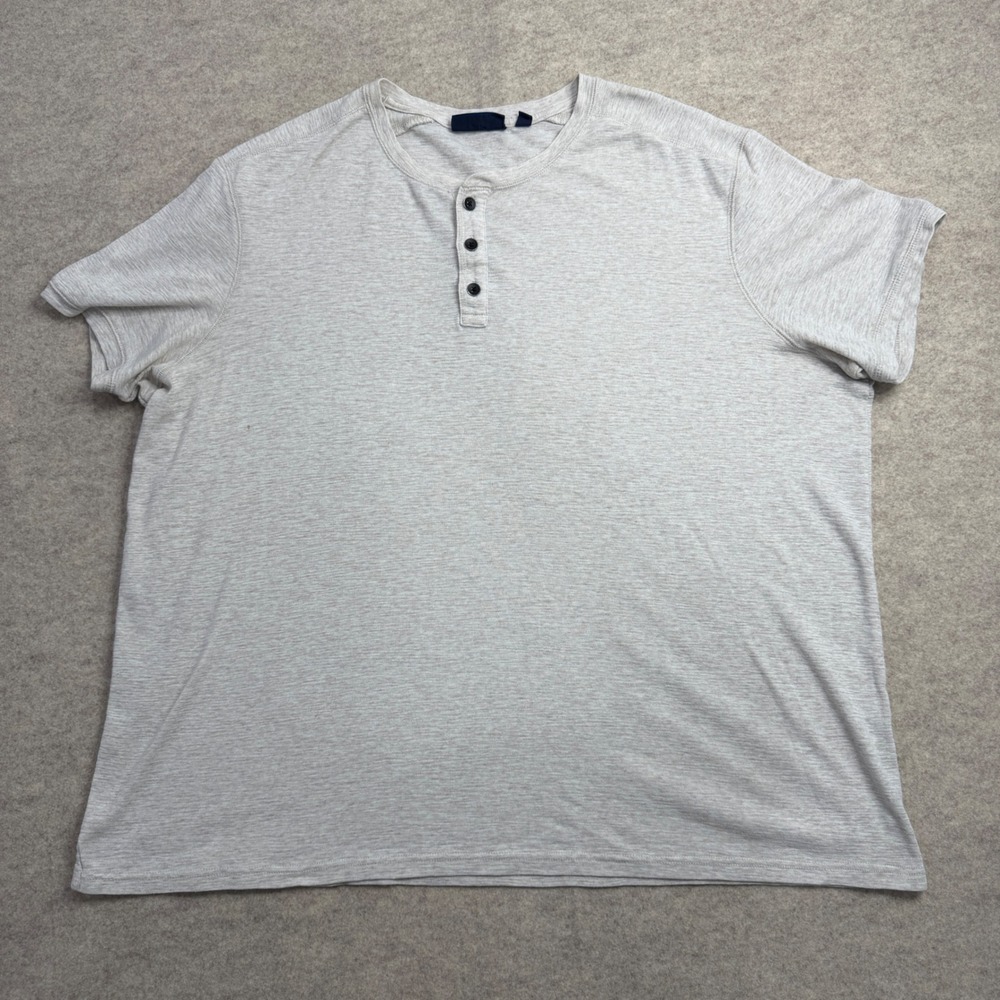 Apt. 9 Mens Henley Shirt XXL Short Sleeve Heathered Oatmeal Gray Casual Tee